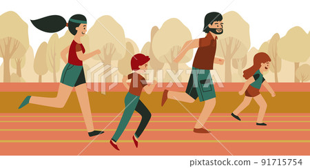 Family Running Track Composition Family Running Track Composition 91715754