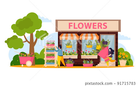 Flower Shop Composition Illustration Flower Shop Composition Illustration 91715783