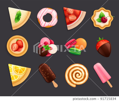 Desserts Sweets Flat Set Desserts Sweets Flat Set 91715834
