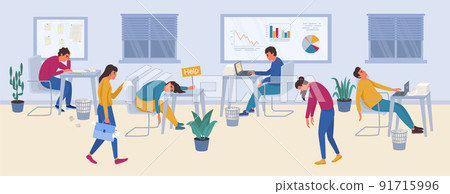 Professional Burnout Syndrome Horizontal Background Professional Burnout Syndrome Horizontal Background 91715996