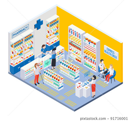 Isometric Pharmacy Interior Isometric Pharmacy Interior 91716001