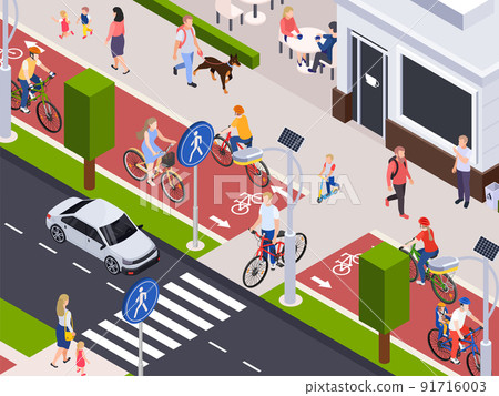 City Street Isometric Illustration 91716003