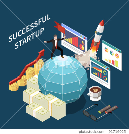 Startup Project Isometric Concept 91716025