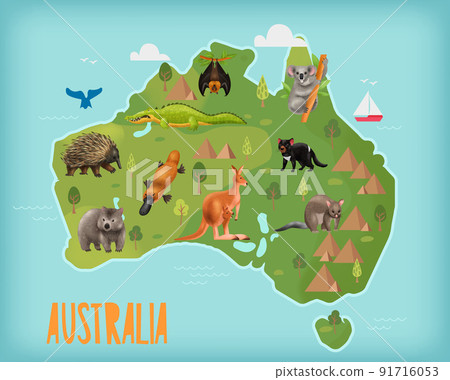 Australian Animals Map Composition Australian Animals Map Composition 91716053