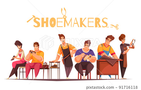 Shoemakers Cartoon Illustration 91716118