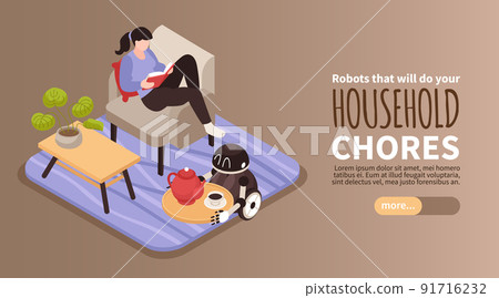 Robot Isometric Banner 91716232