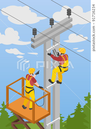 Electrician Isometric Background 91716234