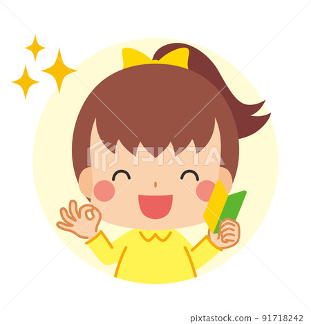 一個帶有初學者標記的可愛女孩的圖標，它給出了一個好的標誌插圖白色背景矢量頭像 91718242