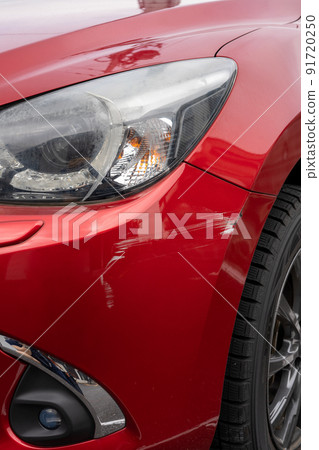 The front part of a damaged car The front part of a damaged car 91720250