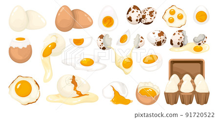 Whole And Cracked Poultry Eggs Set 91720522