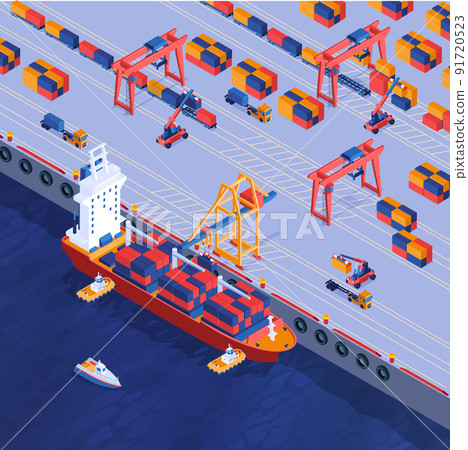 Sea Container Terminal Isometric background Sea Container Terminal Isometric background 91720523