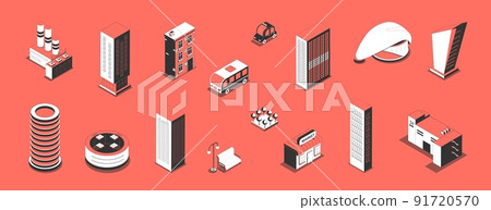 Metropolis Isometric Icon Set 91720570