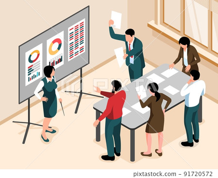 Presentation Isometric Horizontal Illustration Presentation Isometric Horizontal Illustration 91720572