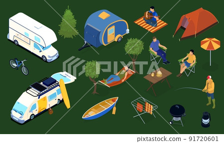 Isometric Trailer Park Icons Isometric Trailer Park Icons 91720601