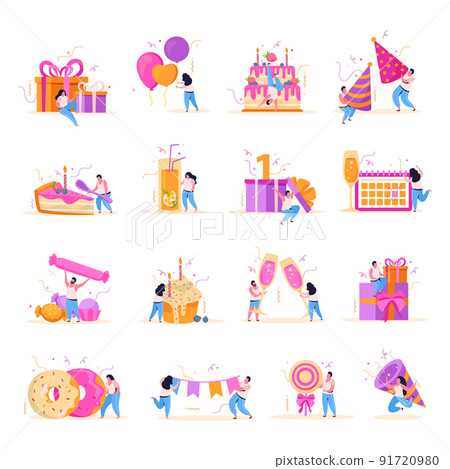 Birthday Flat Icon Set Birthday Flat Icon Set 91720980
