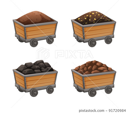 Mine Carts Cartoon Set 91720984