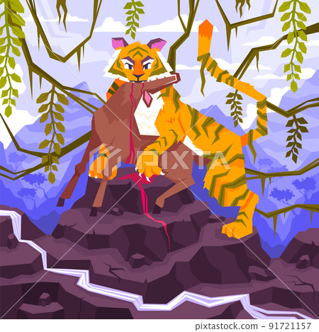 Tiger Eats Antelope Composition Tiger Eats Antelope Composition 91721157