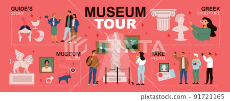 Museum Tour Infographics Horizontal Illustration Museum Tour Infographics Horizontal Illustration 91721165