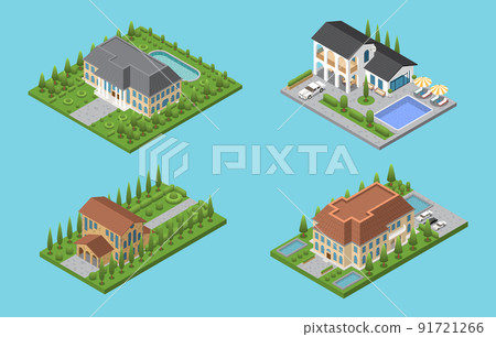 Mansion Villa Isometric Composition 91721266