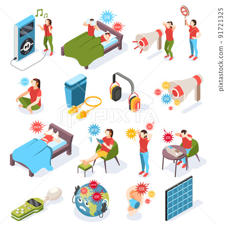 Noise Pollution Icons Set Noise Pollution Icons Set 91721325