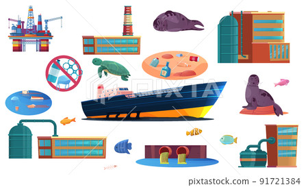 Ocean Pollution Flat Set Ocean Pollution Flat Set 91721384
