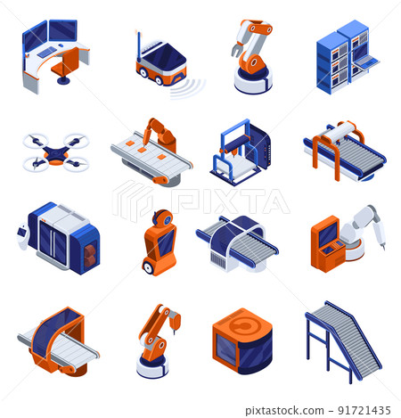 Smart Industry Isometric Icons Set 91721435