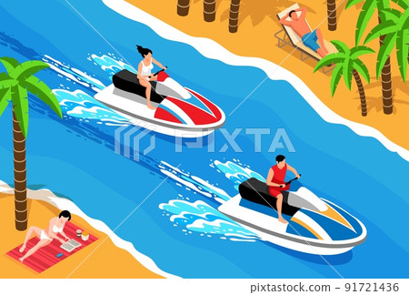 Watersport Isometric Horizontal Illustration 91721436