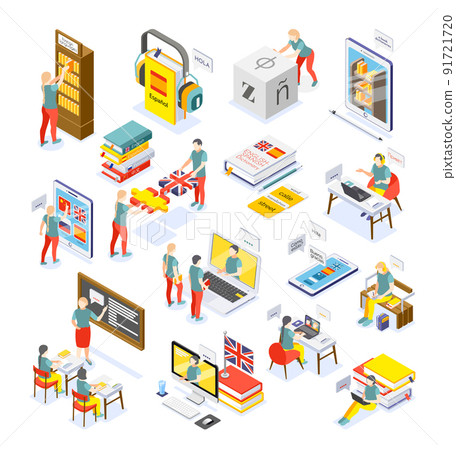 Language Courses Isometric Set 91721720