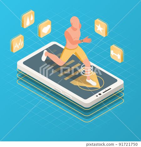 Smartphone Running Athlete Composition Smartphone Running Athlete Composition 91721750