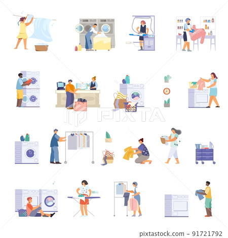 Flat Laundry Icon Set 91721792