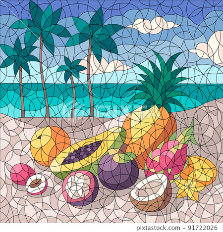 Fruits Beach Mosaic Composition Fruits Beach Mosaic Composition 91722026