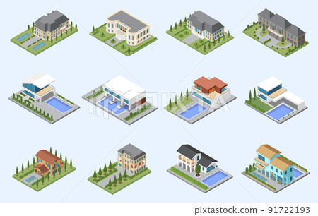 Mansion And Villa Isometric Set 91722193