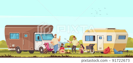 Camping Cartoon Composition 91722673
