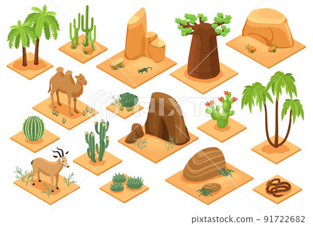 Desert Elements Isometric Set Desert Elements Isometric Set 91722682