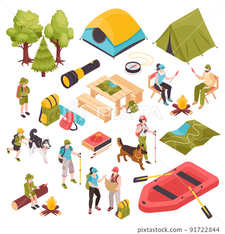Hiking Camping Icon Set 91722844