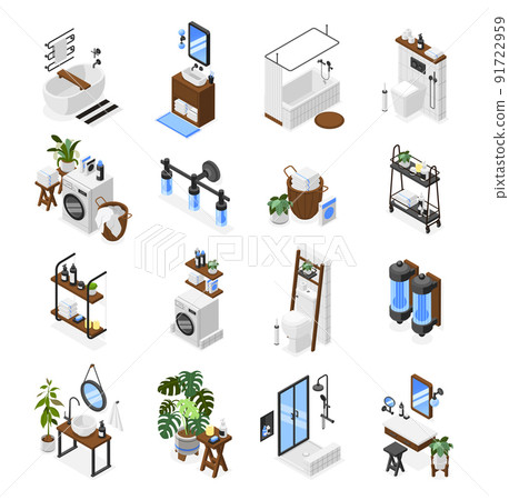 Bathroom Interiors Isometric Set 91722959