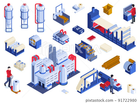 Paper Production Icons Collection 91722980