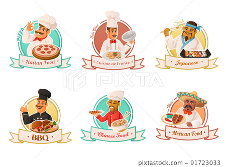 Chef Emblem Cartoon Set 91723033
