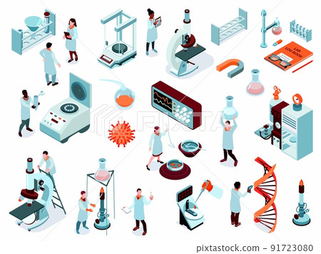 Isometric Science Laboratory Icon Set 91723080