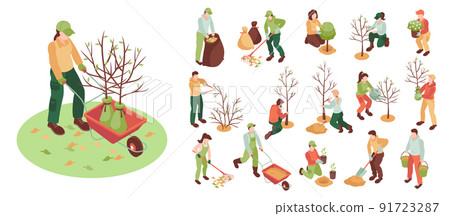 Isometric Spring Gardening Icon Set 91723287