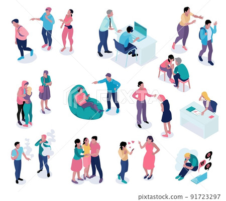 Isometric Teenagers Parents Set Isometric Teenagers Parents Set 91723297