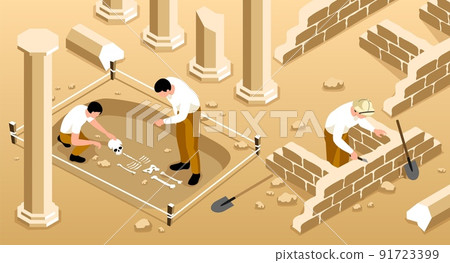 Archaeology Isometric Illustration 91723399