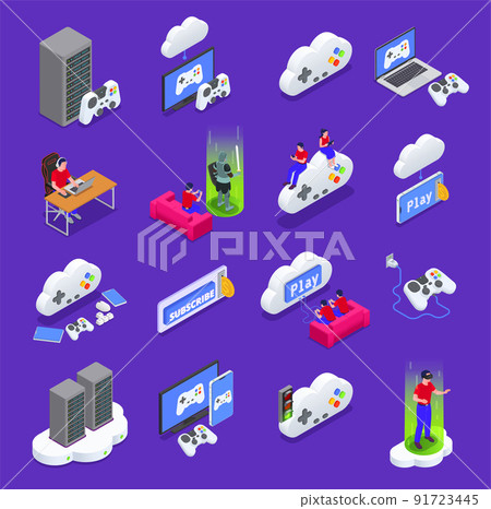 Cloud Gaming Icons Set 91723445