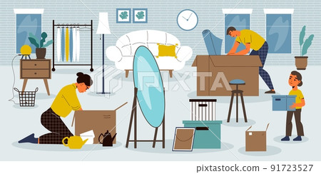 Family Relocating Flat Background 91723527
