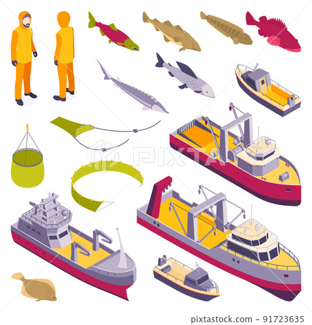 Commercial Fishing Isometric Set 91723635