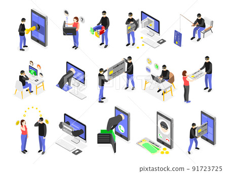 Bank Scam Icon Set 91723725