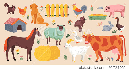 Farm Animals Set - Stock Illustration [91723931] - PIXTA