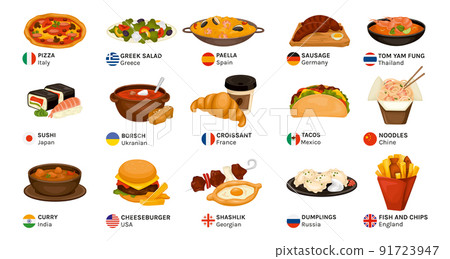 Cuisine Food Flags Set 91723947