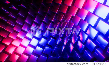Random rotating metal cubes. 3D rendering illustration. 91724356