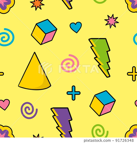 Trippy pattern figures. Cartoon vector geometric shapes for textiles and packaging in a psychedelic style. Trippy pattern figures. Cartoon vector geometric shapes for textiles and packaging in a psychedelic style. 91726348